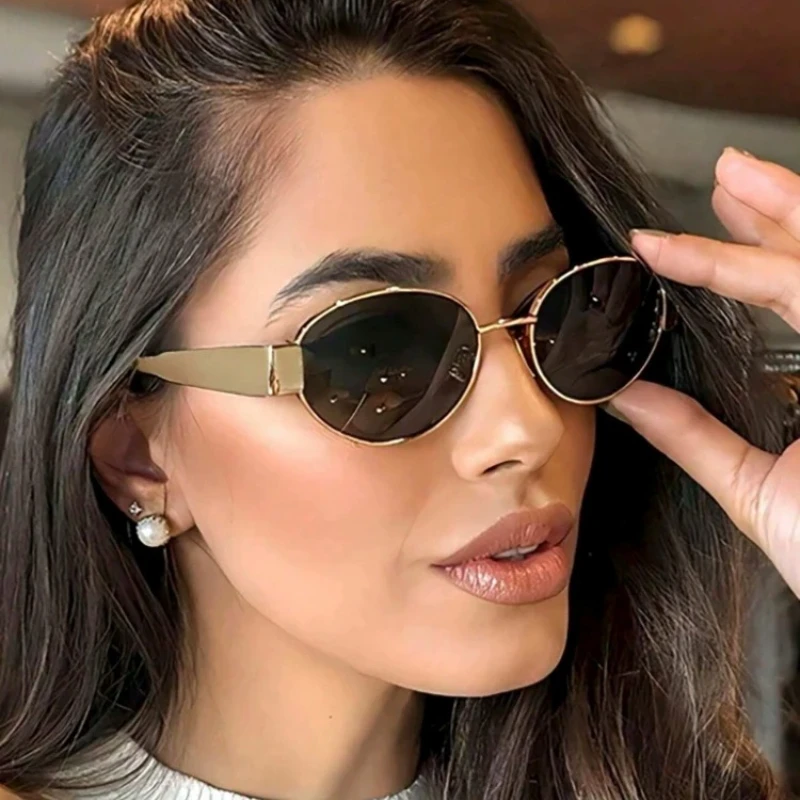 Fashion Oval Retro Sunglasses - Luxury Metal Frame Eyewear