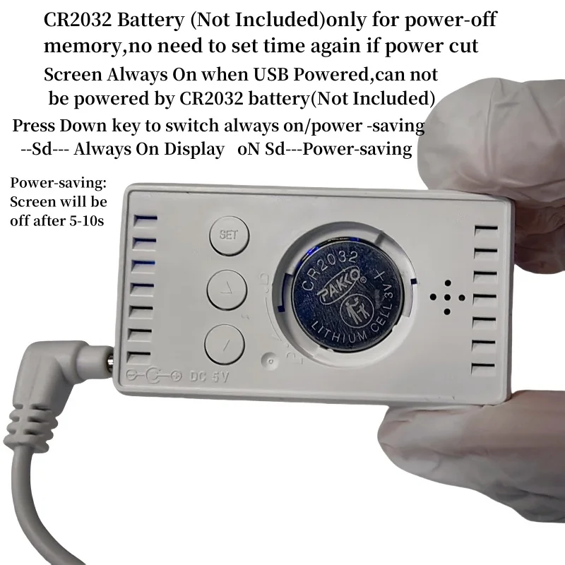 7*4cm Digital Alarm Clock TEMP Date 3 Alarms Power-off Memory Table Clock USB Powered Always On 12/24H Night Mode LED