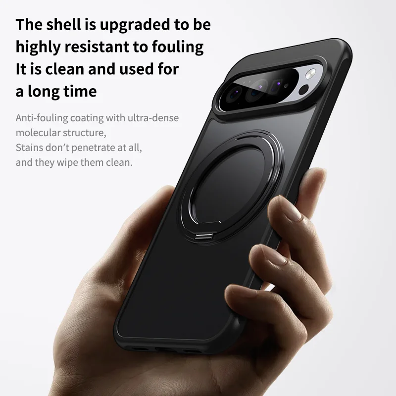 Transparent Shockproof Phone Case with Magnetic Rotate Bracket and MagSafe Compatibility