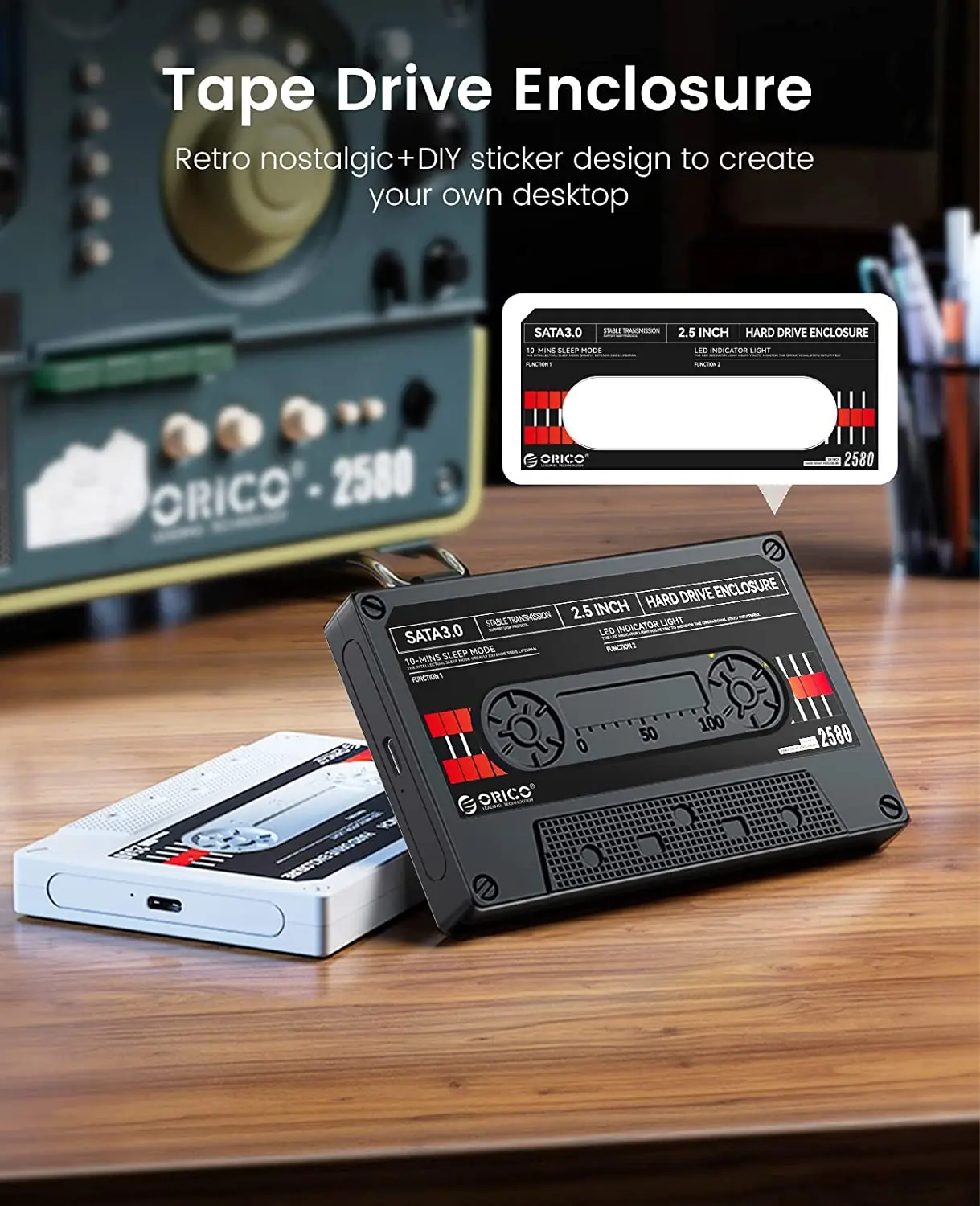 Orico-case de Disco Rígido Externo com Adesivo Faça Você Mesmo Gabinete Hdd Sata para Usb 3.0 tipo c 5gbps 6gbps 25 - Imagem 2