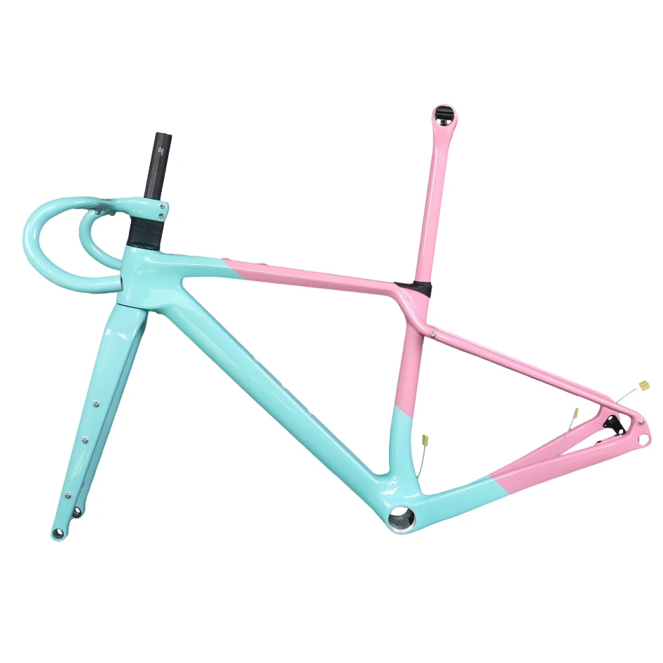 

Blue Pink Paint Gravel Bike Frame GR047 T47 Bottom Bracket Full Hidden Cable Available Size XS/S/M/L/XL