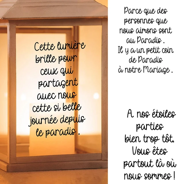 Autocollant en vinyle lanterne française, décalcomanies décédées pour mariage, décoration de pensée, autocollants de mort, décor de lanterne commémorative 1