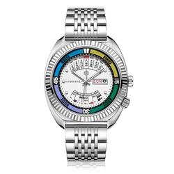 Luxury Men's Dual Calendar Waterproof Steel Wristwatch - European & American Style Fashion, Perfect for Business Casual, Unique Trendy Design, Ideal Gift for Him (WHITE)