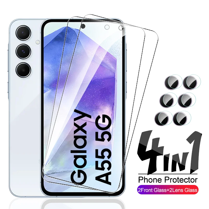 

Защитное стекло 4 в 1, закаленное стекло для Samsung Galaxy A55 A35 A25 5G A15 A05s A05 4G 2024, стекло для камеры Samsun A 55 35 25 15
