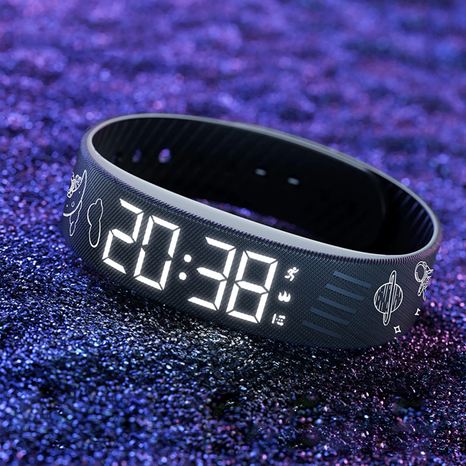 Smart Wristband With Digital Led Clock And Running Pedometer_voghion.com