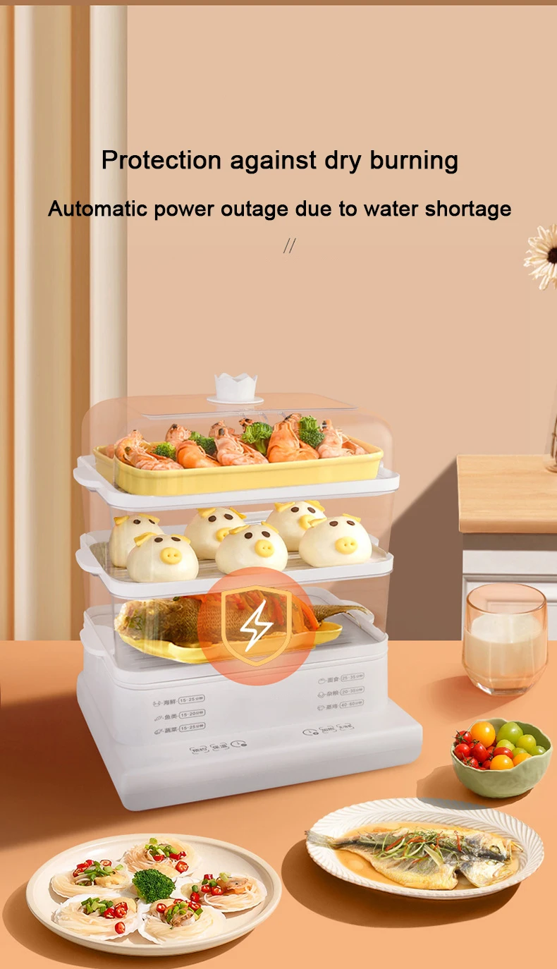 DMWD Household Electric Steamer Multifunctional Eggs Boiler Multi-layer Cooker Food Heating Steamer Breakfast Bun Machine 24L