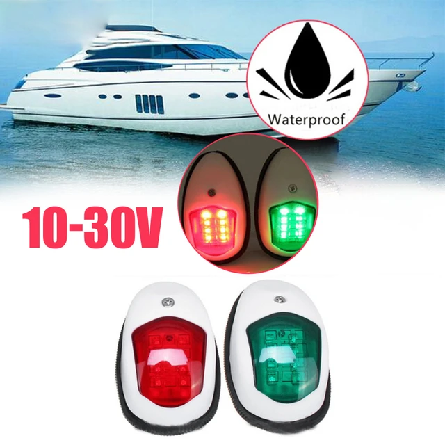 2Pcs 8 LED Navigation Lights Red & Green Marine Bow Light Lamp