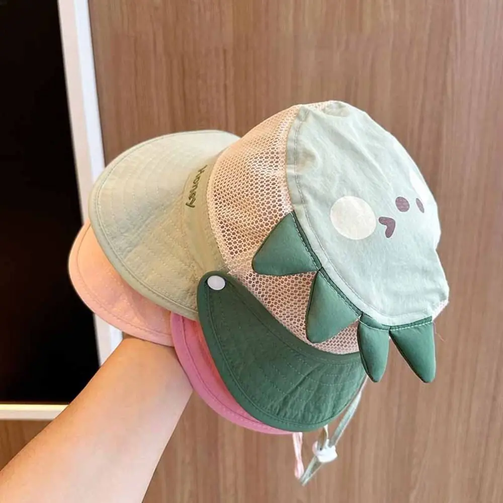 Quick-dry Cartoon Animal Bucket Hat Detachable Letter Embroidery Summer Kid Sunhat Shading Hat Anti-UV Sun Hat