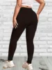 Plus Size Solid Elastic Waist Leggings Women's Solid Colour Casual Skinny Simple Comfortable Yoga Pants Leggings Fitness Pants 3