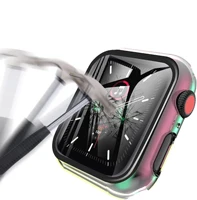 Boîtier de montre coloré en verre trempé intégré, pour Apple Watch 45mm 40mm 44mm 41mm, IWatch série 9 8 7 6 SE 5, couverture de couverture, nouveau 4