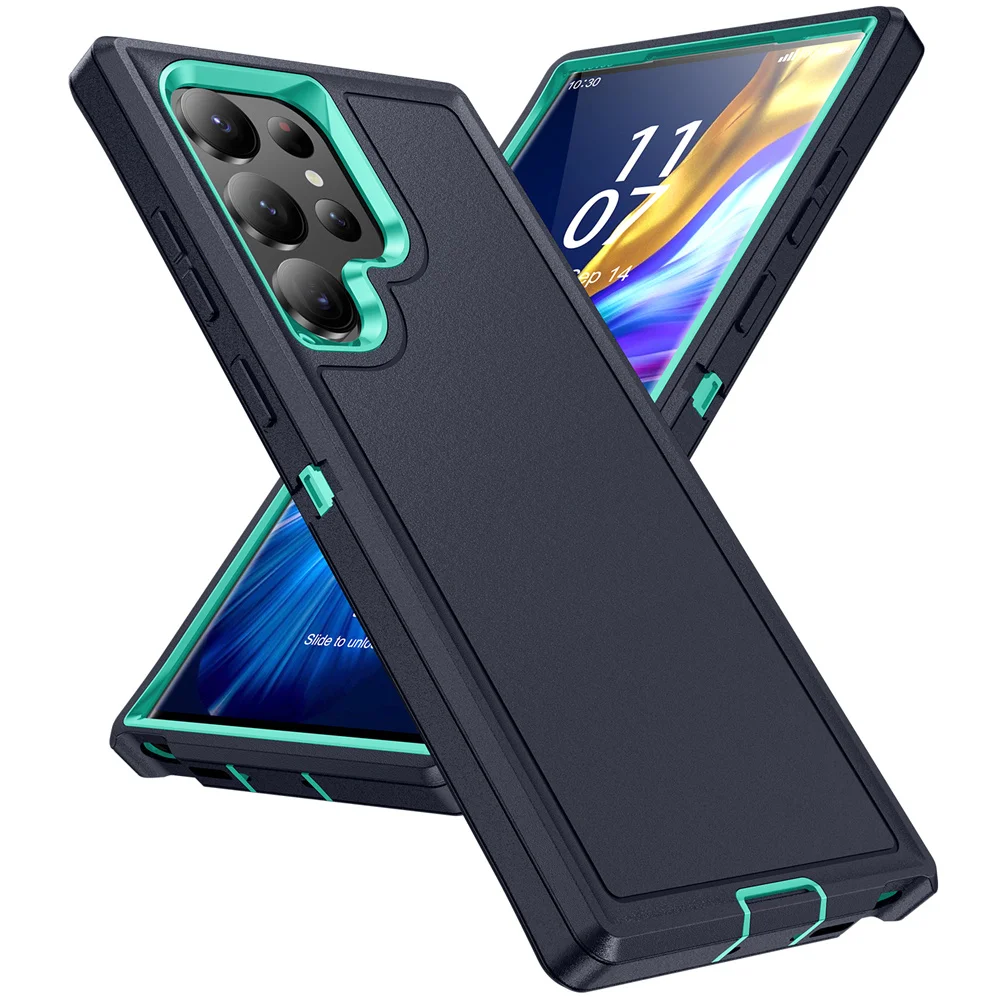 Rugged 3-in-1 Military Shockproof Armor Phone Case with Clashing Splicing Design