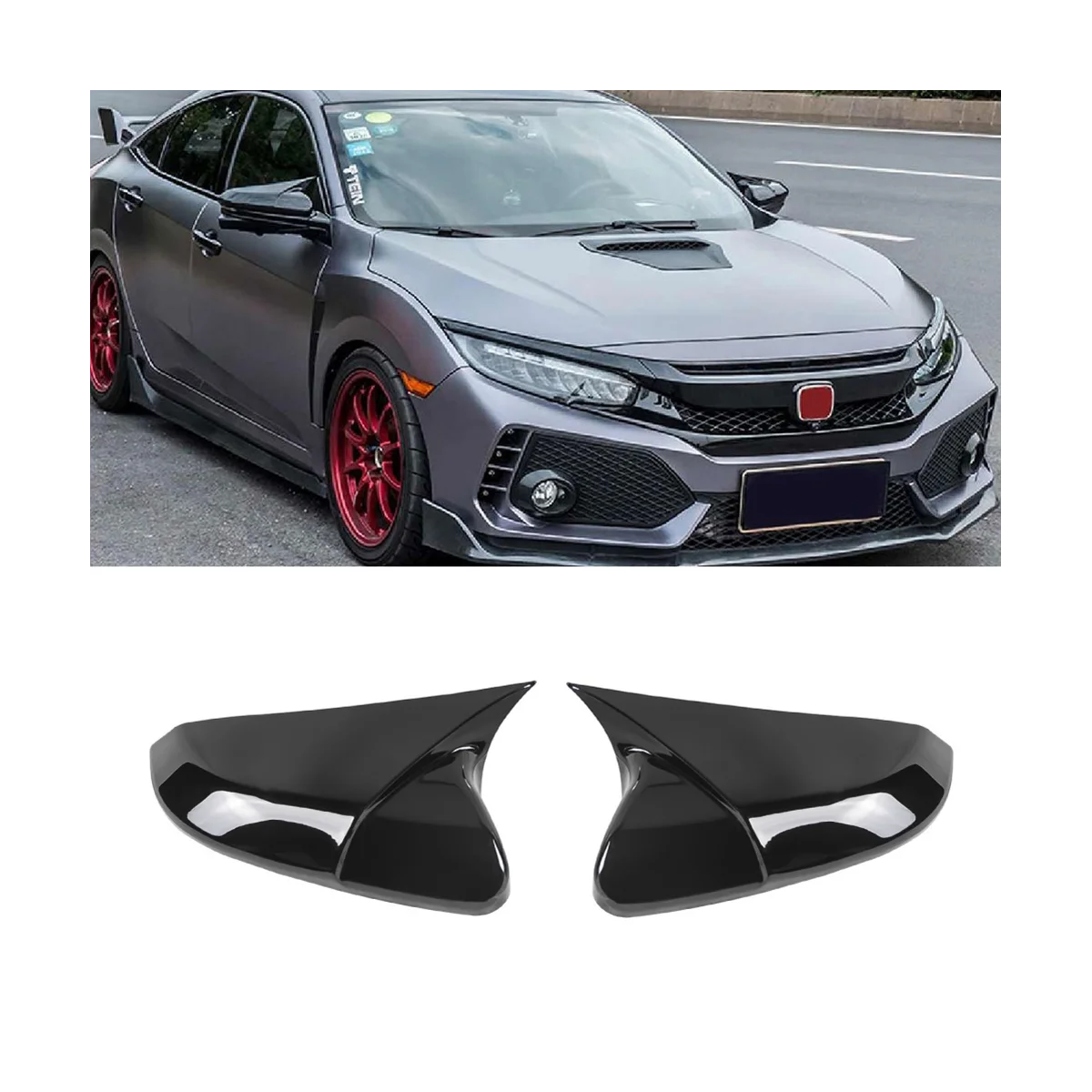 

Колпачки для боковых зеркал заднего вида для Honda Civic 10, 2016, 2017, 2018, 2019, 2020, аксессуары, 2 шт., черные