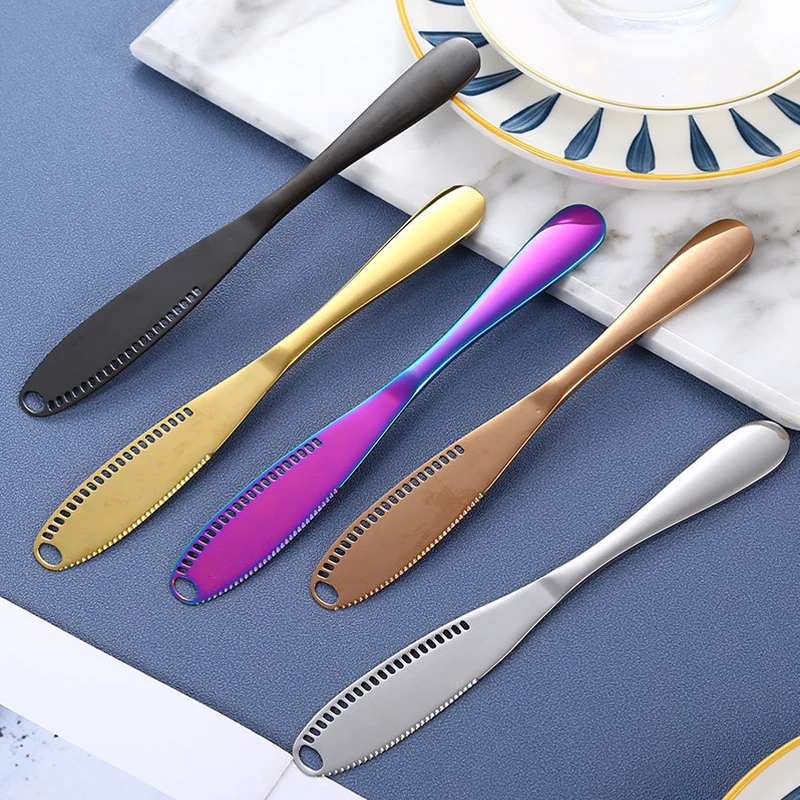 1pc Stainless Steel Multicolor Butter Knife Cream Knife Cheese Jam Spreaders Toast Breakfast Utensil Bread Kitchen T