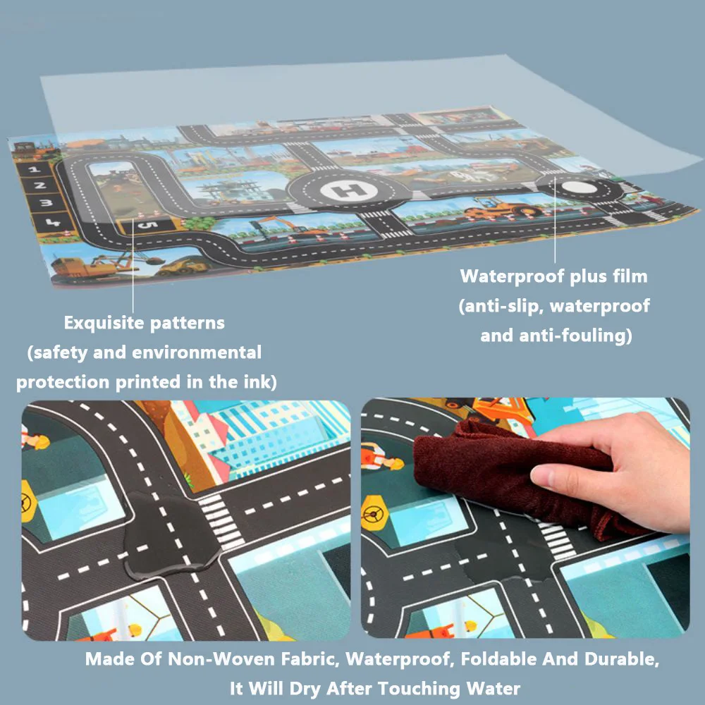 Baby City Traffic Road Map Kids Toy Parking Lot Roadmap Traffic Signs 83*58cm Climbing Playing Mat Play 9Style Game Mat Carpet 6