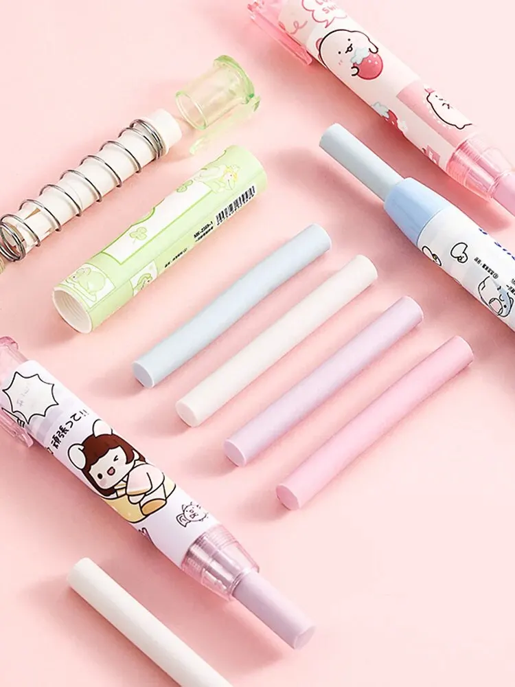 Student Push Pull Telescopic Eraser Writing Office Supplies Cartoon Cute 1 Rubber Shell+2 Rubber Fillers pencil eraser