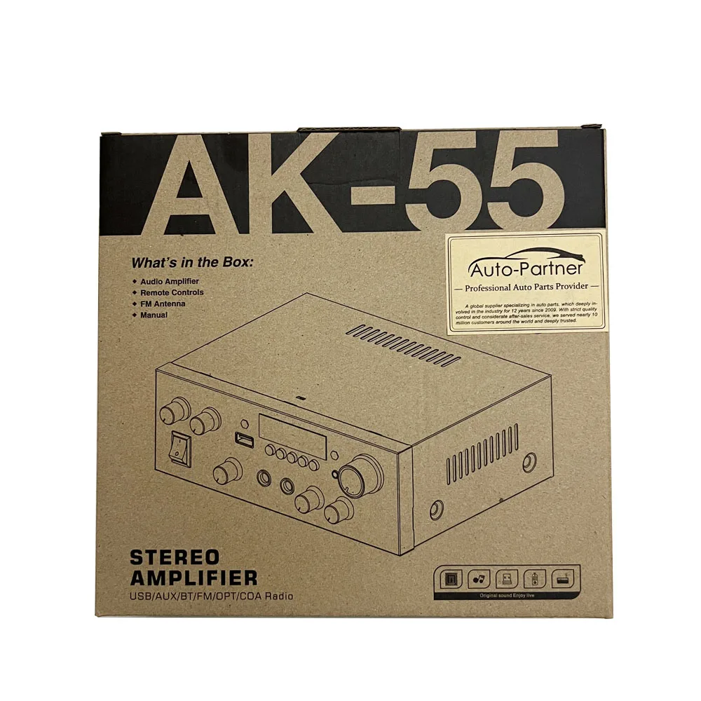 Auto-Partner Auto/Camper, Vans/Boot, HiFi-Audioverstärker, digitaler Bluetooth-Verstärker, RMS, 70 W + 70 W, Kanal 2.0-Eingang, FM-Radio AK55 – Detail 2