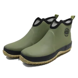 Men's Slip-on Rain Boots Waterproof Rubber Ankle Boots Outdoor Casual Fishing Boots Students Rain Shoes Male Platform Booties