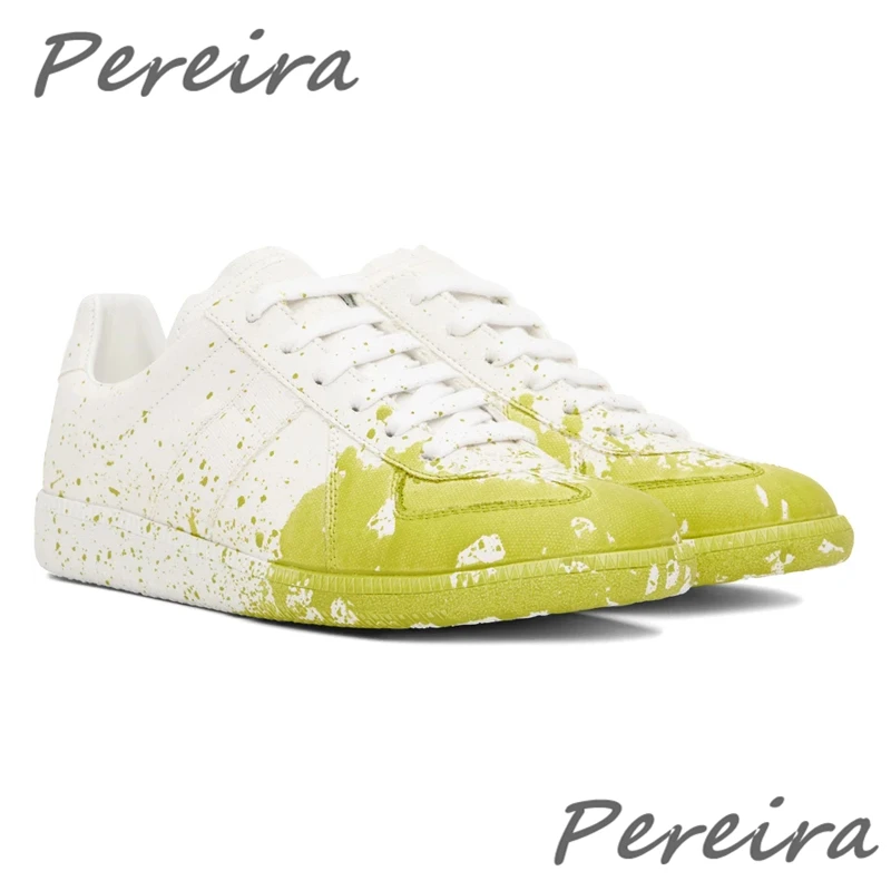 Graffiti Design Leisure Sneakers Round Toe Lace-Up Men Shoes Summer New Fashion Genuine Leather Slip-On Comfort Casual Flats