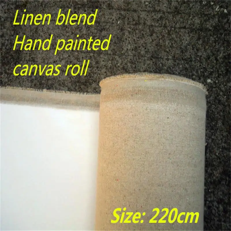 2.2m wide big roll triple acid-free primed smooth texture 400gsm linen blend canvas roll, practice quality