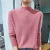 Solid color autumn winter new women's 100% mink cashmere sweater half turtleneck pullover fashion knit warm base shirt top 6