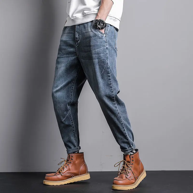 

Мужские узкие джинсы стрейч, новинка весны 2022, Модные шаровары, повседневные хлопковые джинсовые брюки до щиколотки, мужские джинсы, брюки Z229