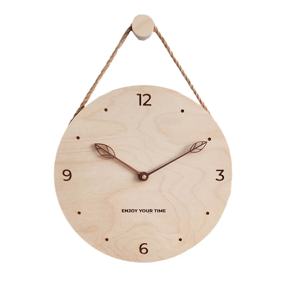 

Stylish Nordic wooden hanging clock 12 inch minimalist design precise quartz movement statement piece for your home