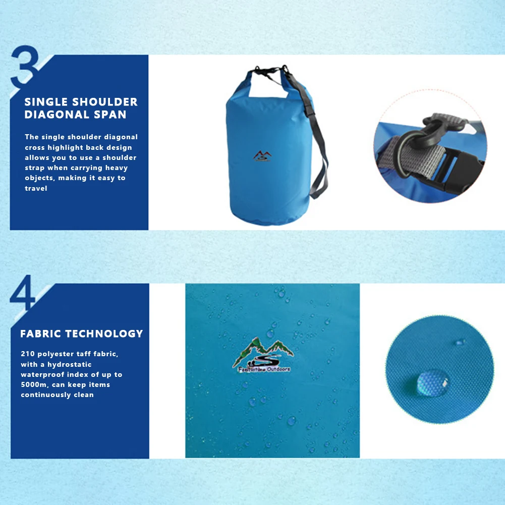 야외 방수 드라이 백, 캠핑 표류 하이킹 수영 래프팅 카약 강 트레킹 백, 바다용 보관 가방, 10 L, 20L