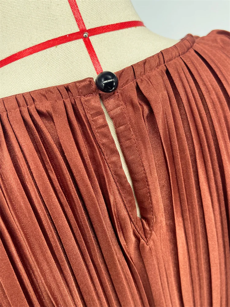 Vestido largo acanalado con volantes y cordones para mujer, manga larga, cintura alta, elegante, para fiesta, otoño, estilo vendaje