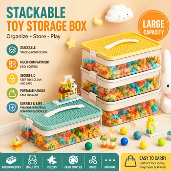 Organizzatore impilabile per blocchi da costruzione, contenitore trasparente in plastica per giocattoli LEGO, mattoncini e forniture per il fai da te