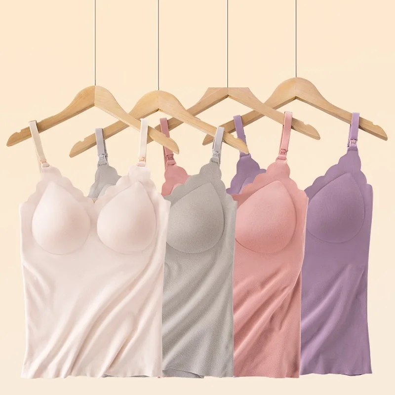 Autumn Winter Solid Color Nursing Tops Maternity Clothing Breast Feeding Underwear Vest For Pregnant Women Thickened Warm Tanks