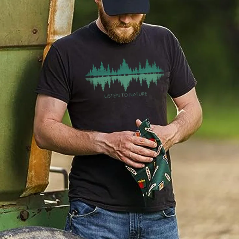 

Listen to the sounds of the forest outdoors print men's T-shirt
