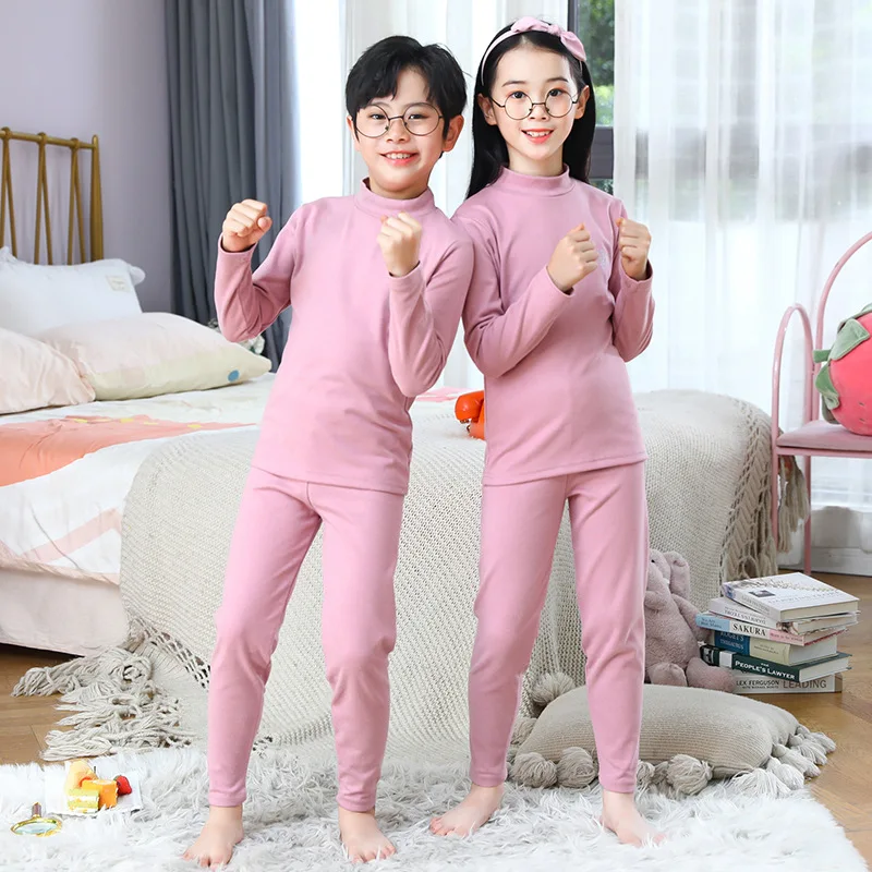 2-Piece Children's Thermal Underwear Suit boys' Autumn Clothes And Trousers Padded Cotton Sweater Girls' Casual Joker Home Cloth