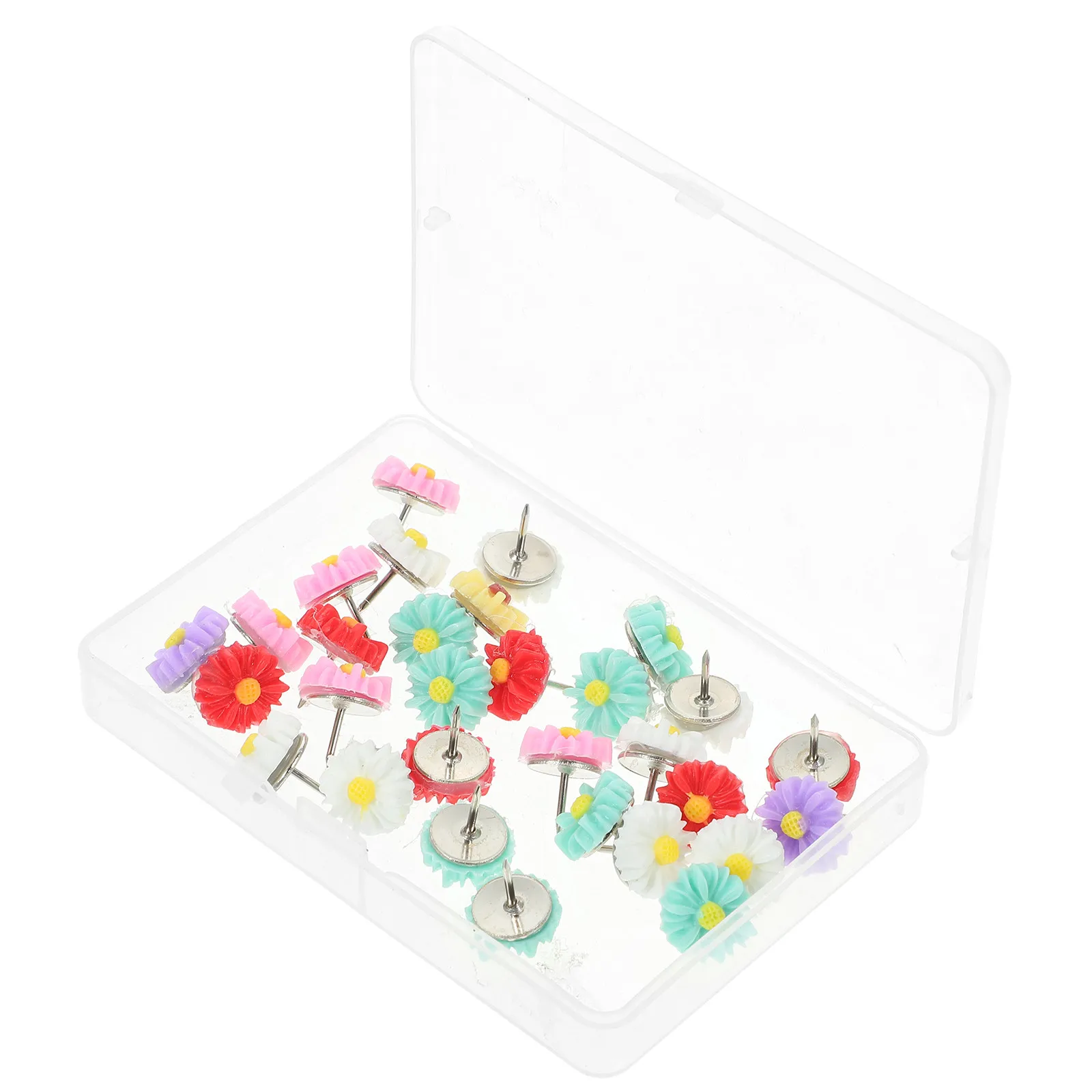 30Pcs 꽃 모양의 장 압정 1.3x1.3cm 마감 스틸 포인트 푸시 핀 홈 오피스 학교 게시판