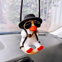 

Cute Gentleman Duck Car Decoration Accessories Super Cool Top Hat Tobacco Pipe Duck Car Rearview Mirror Pendant Ornament Gift