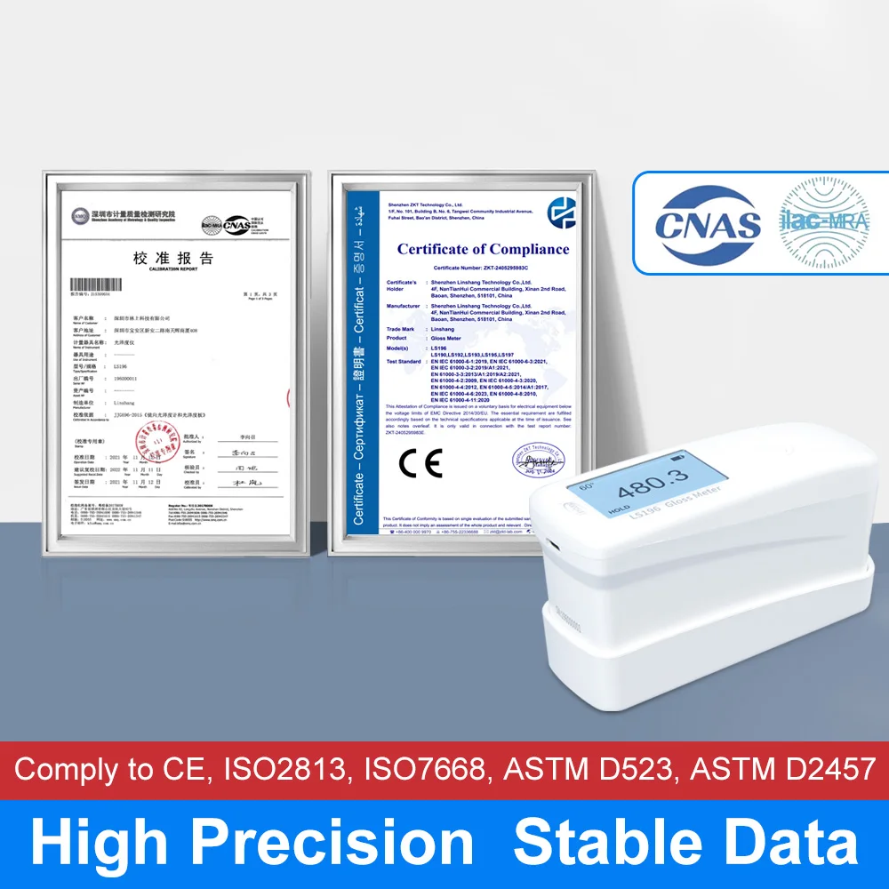 Gloss Meter 60 Degree Glossmeter Surface Glossiness Measurement Device Metal Gloss Tester for Paint Ink Ceramic Marble LS196