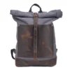 New vintage wash canvas men's backpack waterproof large capacity roll top expansion backpack men's outdoor hiking bag 1