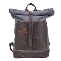 New vintage wash canvas men's backpack waterproof large capacity roll top expansion backpack men's outdoor hiking bag 1