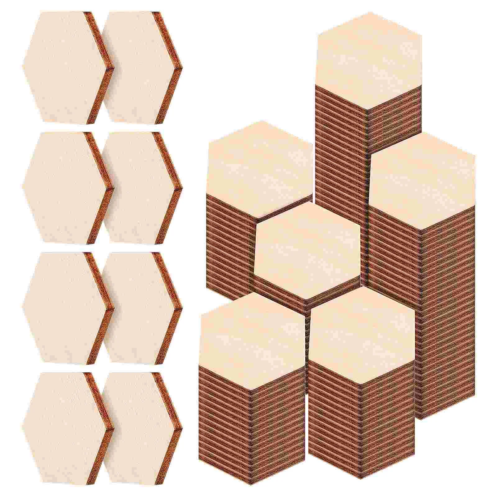 

200 Pcs Unfinished Wood Small Slices Wooden DIY Crafts Hexagon Hanging Ornaments For Cutouts Shapes