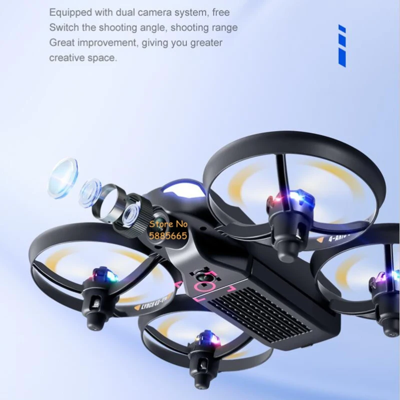 200M 6K 듀얼 카메라 WIFI FPV RC 드론 20분 비행 360도 회전 °   컬러풀 라이트 3D 롤 스마트 호버 리모컨 쿼드콥터 드론 장난감 보호