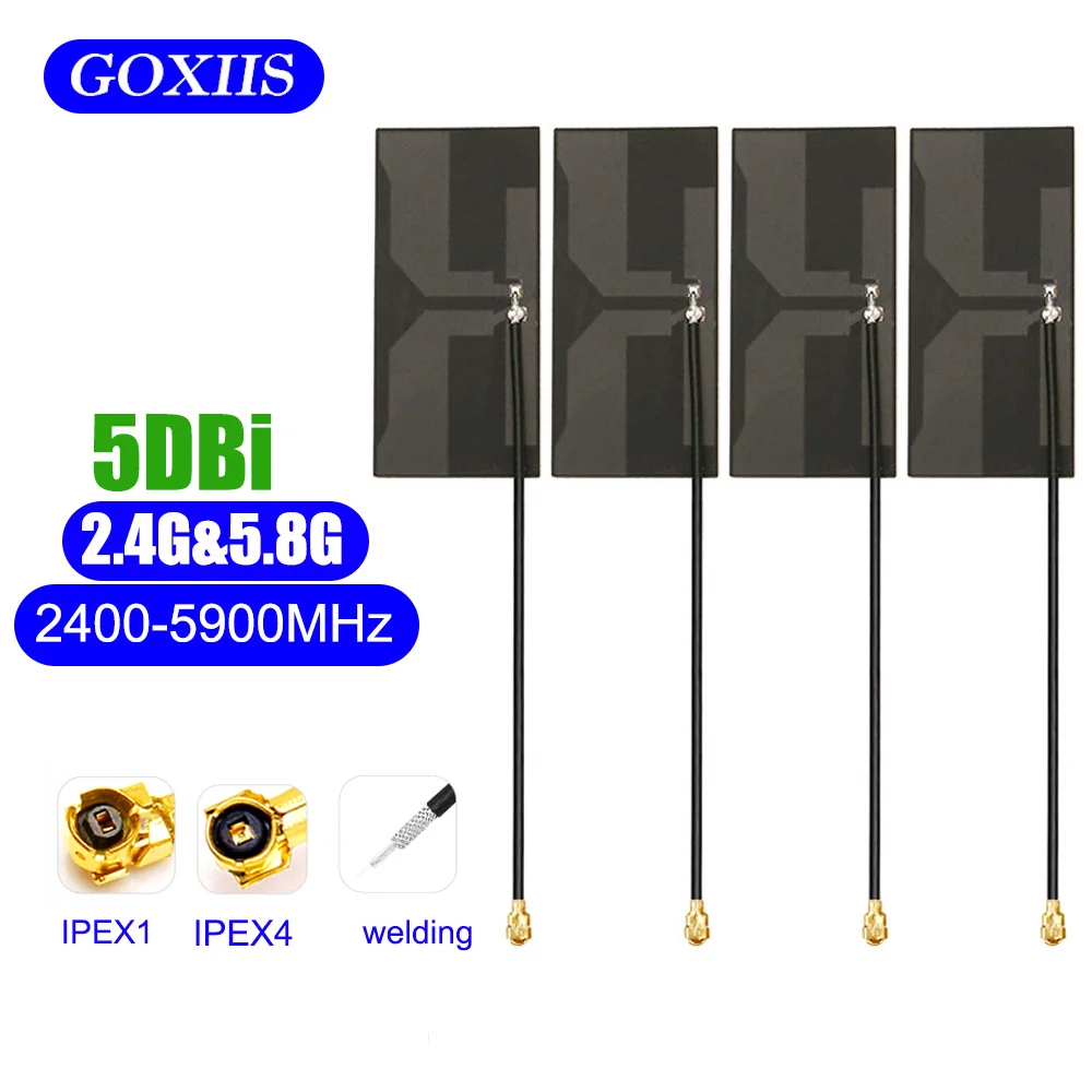Antenne FPC 2.4G/5.8G 5dBi avec câble et connecteur IPEX1 visible