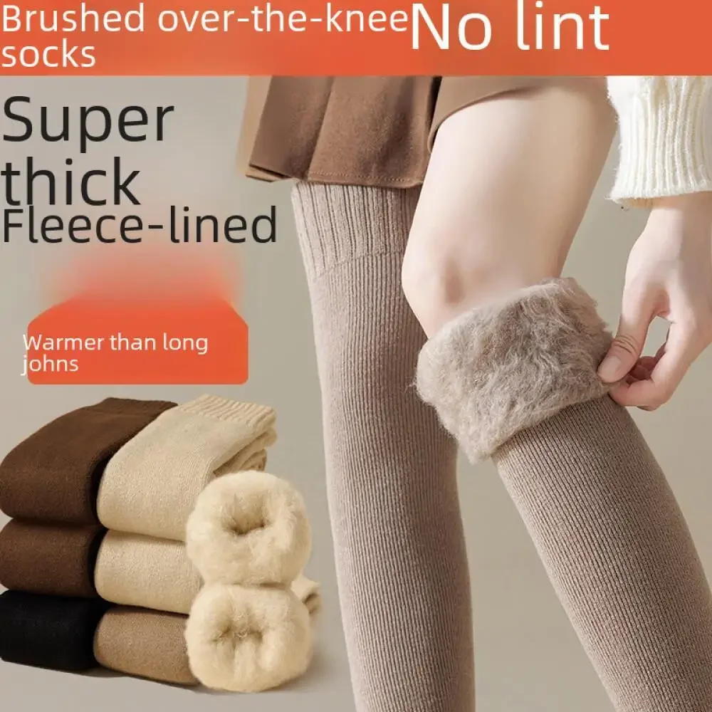 Hohe Kaschmir-Socken für Damen, flauschig gefüttert, Plüsch, gemütliche Winterstrümpfe, Beinbezüge, Overknee-Socken, Bestseller, warme, dicke Strümpfe