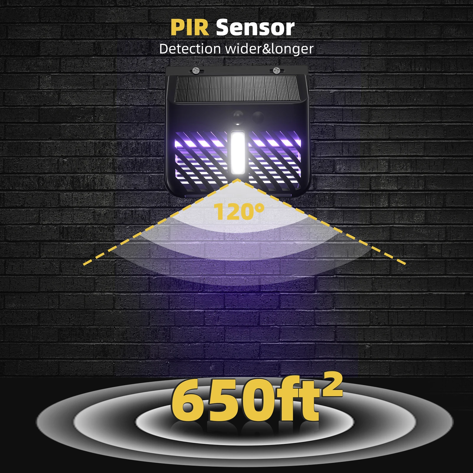 Solar mosquito killer lamp motion sensor high power UV wall light garden gallery courtyard waterproof repellent insect lighting