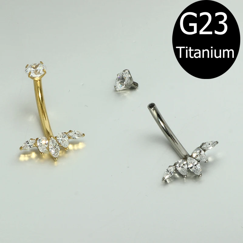 JUNLOWPY 14G Belly Button Ring G23titanium Cute Navel Rings Bar Piercing Body Jewelry with Zircon  for Women Men 10pcs