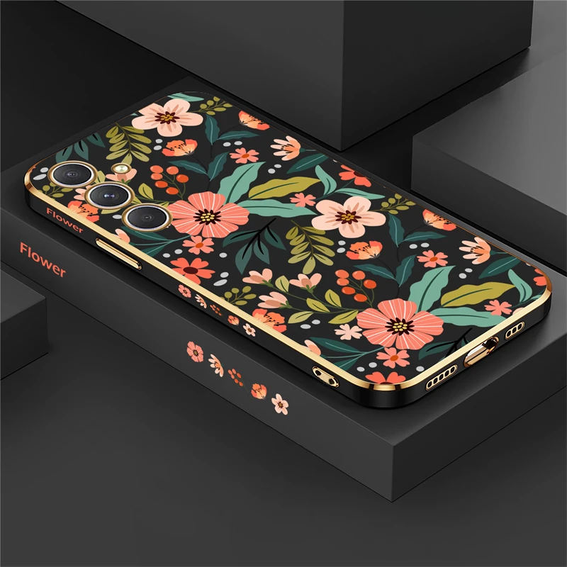 Elegant Plating Flower Shockproof Silicone Phone Case