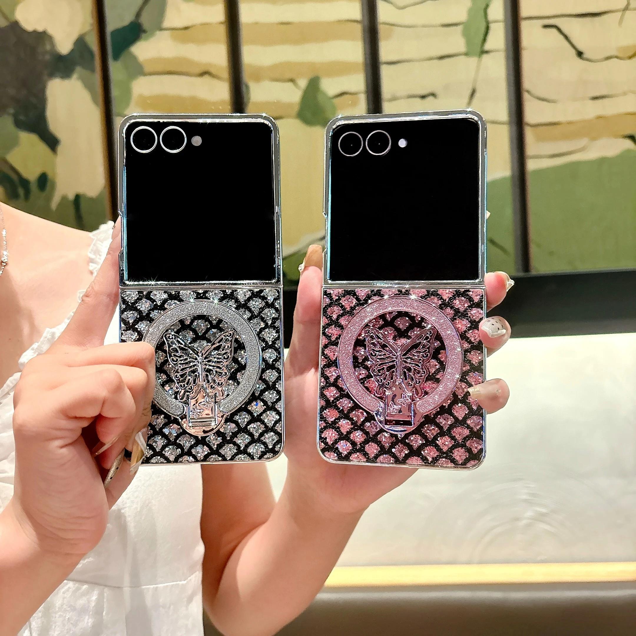 Luxury Fish Scale Butterfly Stand Case For Samsung Galaxy Z Flip_voghion.com