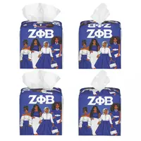 Custom Zeta Phi Beta Sorority Tissue Box Cover Square PU Leather ZOB Facial Tissues Holder for Office 2