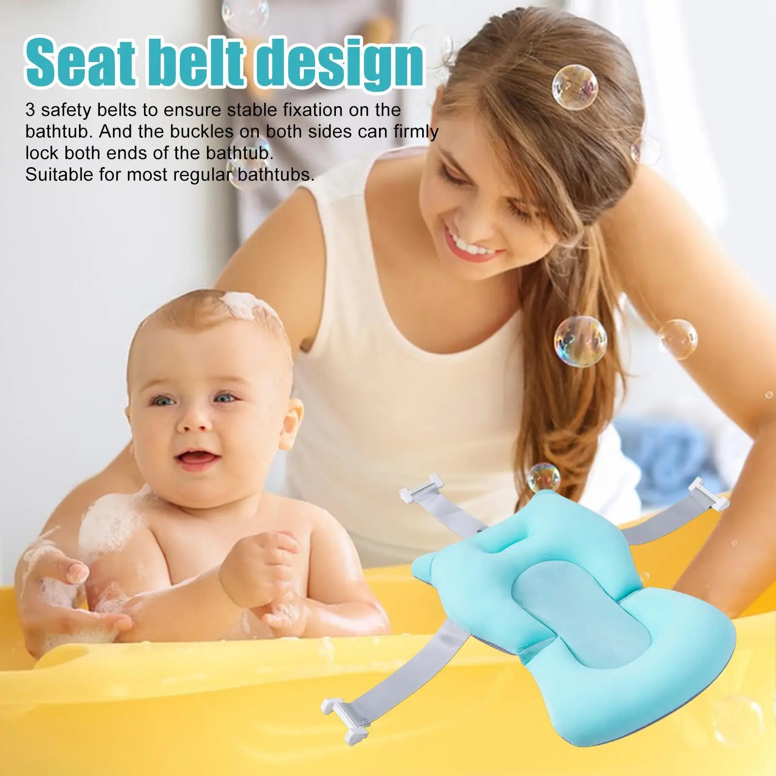 Cuscino per il bagnetto del bambino, cuscino di supporto antiscivolo, supporto per il bagnetto dei neonati, tappetino di supporto per vasca da bagno, per la cura del bambino - immagine 5