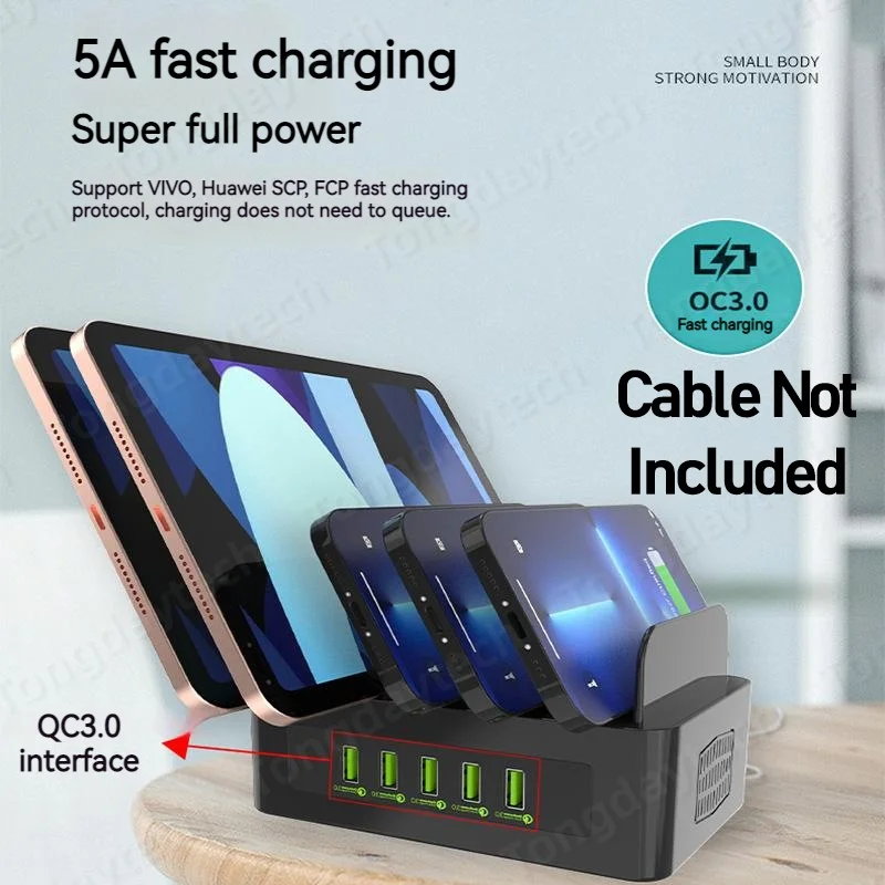 100W 멀티 USB 충전기 스테이션 QC3.0 USB 유형 C 삼성 Iphone 15 14 13 Pro Max Carregador 용 고속 충전 Cargador 스탠드