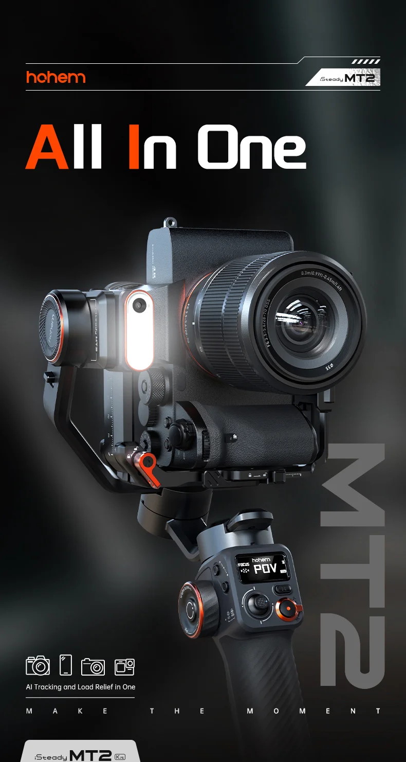 Description Picture 2 of itemHohem iSteady MT2 Handheld Gimbal Stabilizer With Fill Light AI Track 4-in-1 For Mobile Phone Card Action Camera Micro single