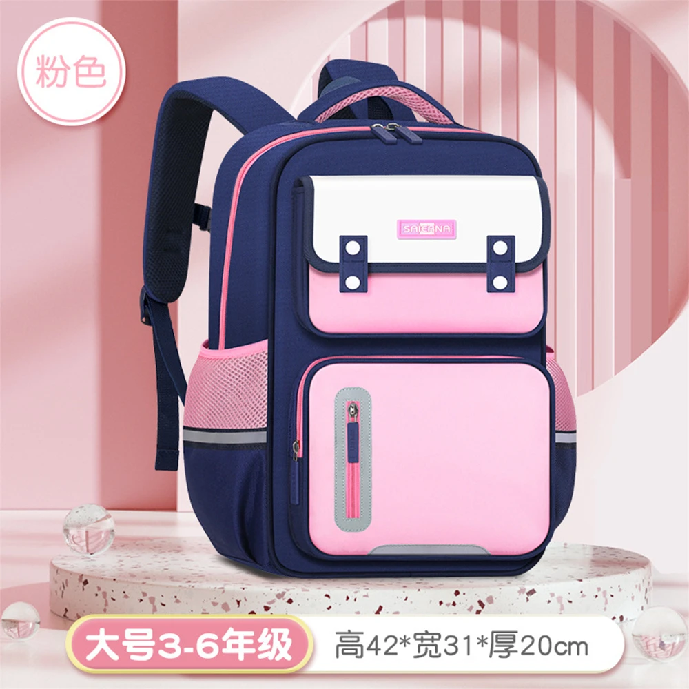 

Pupil Waterproof Backpack Boys Girls Book Bag Nylon Zipper Packsack Students Softback Knapsack Kids Protection Spine Schoolbag